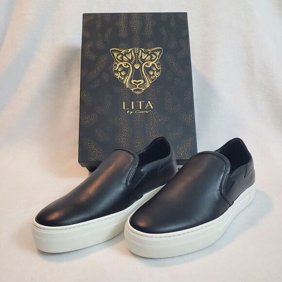 Lita By Ciara Icon Shoes Womens Size 38 Slip On Black White Round Toe Low Top - Picture 1 of 9